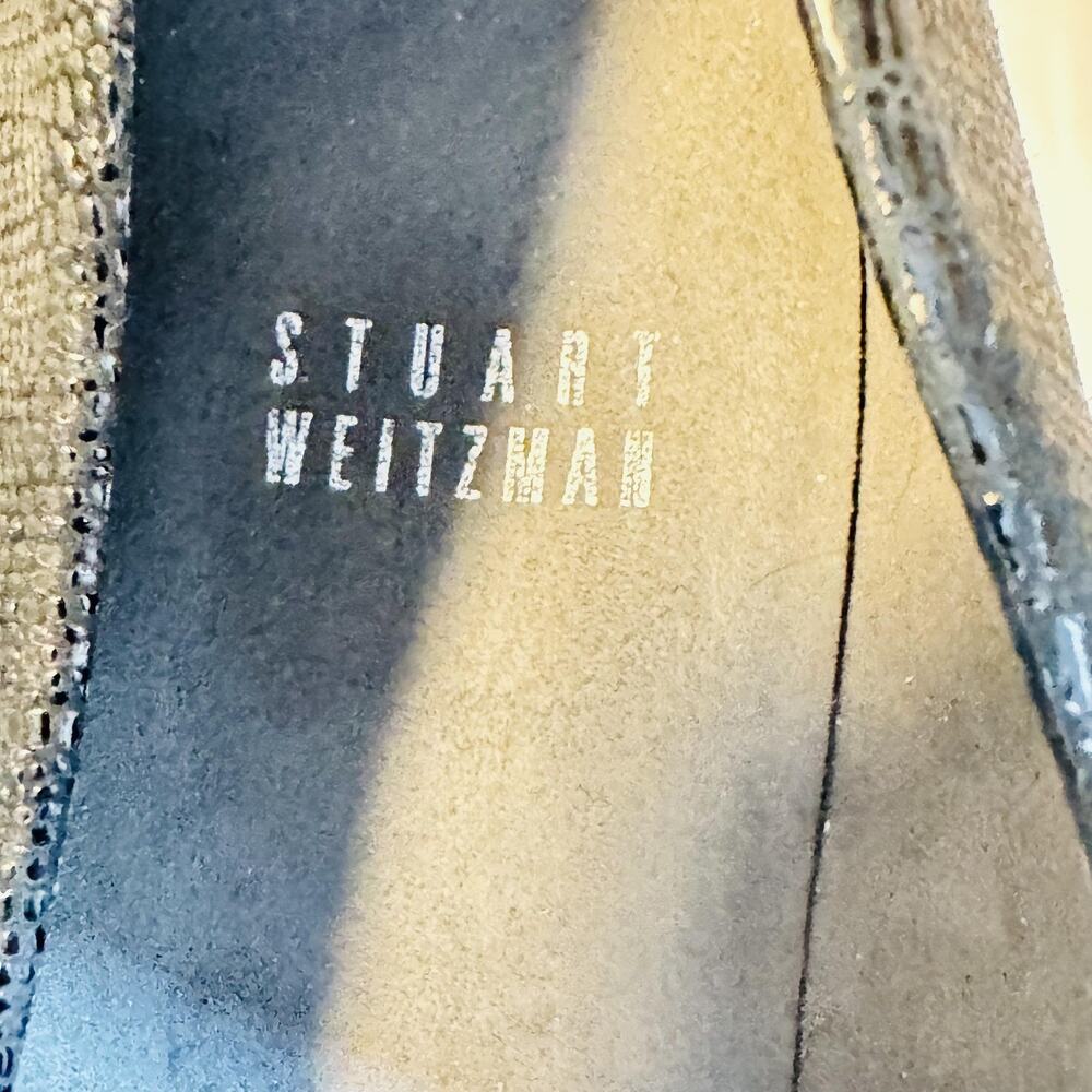 Stuart Weitzman Shoes Womens 9 Black Leather Wedge Pumps Round Toe Slip On - Picture 9 of 11